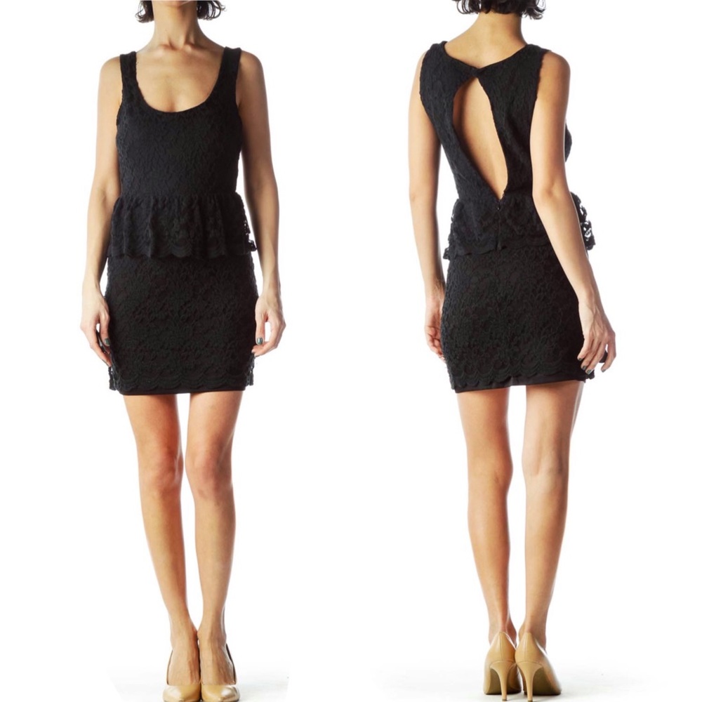 Urban Outfitters Black Lace Peplum Dress Little Black Dress Women’s XS